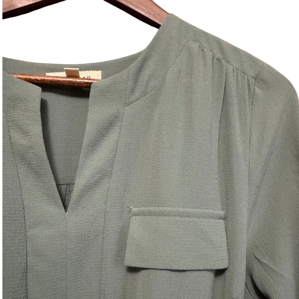 Monteau Shift Dress Womens Large Green Excellent midSleeve Belted Utility Pocket - Picture 4 of 7